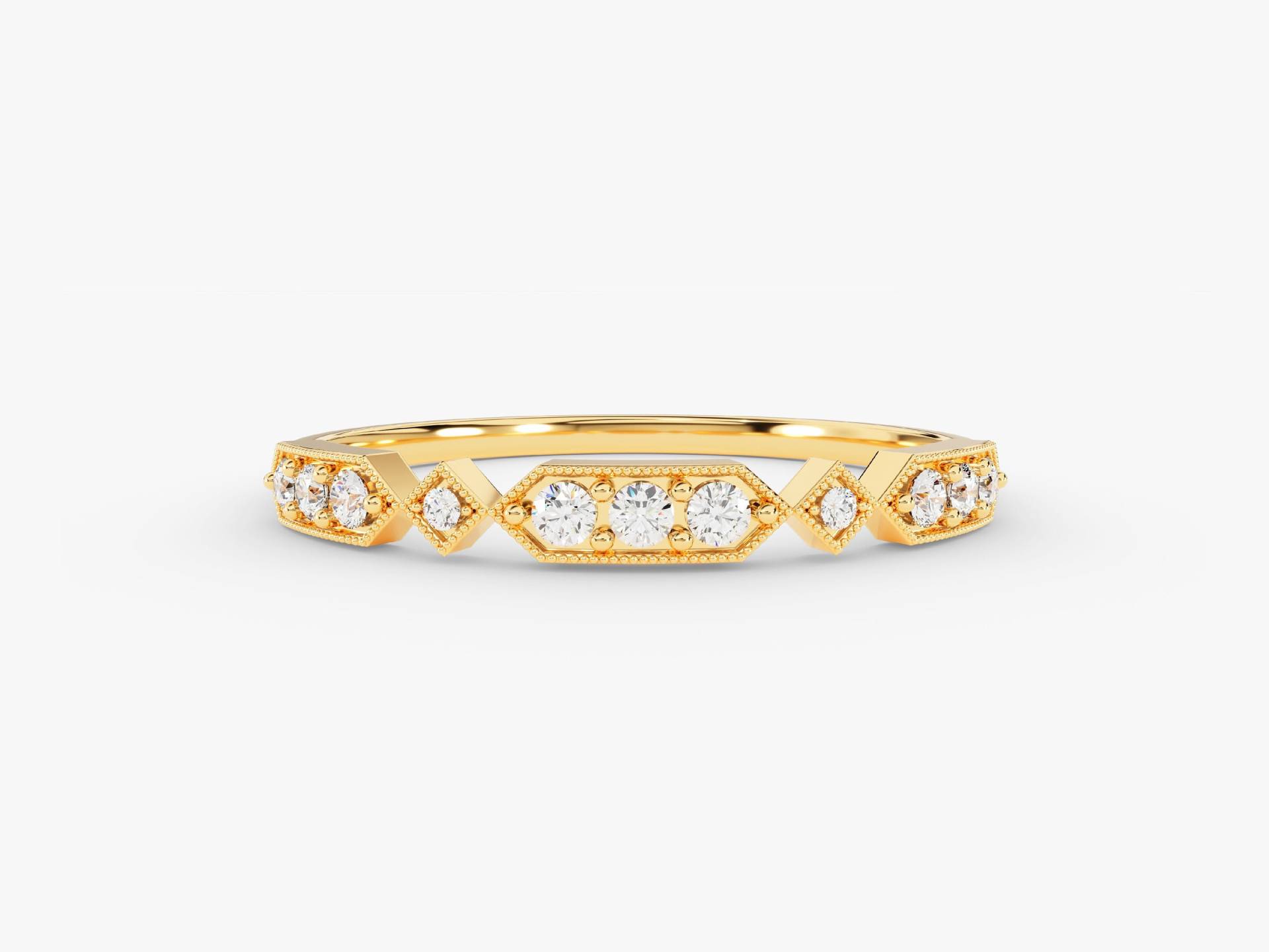 Zierlicher Vintage Diamant Ring/Art Deco Ehering 14K Gold Stapelring Für Frauen Stapelbarer von Eternate