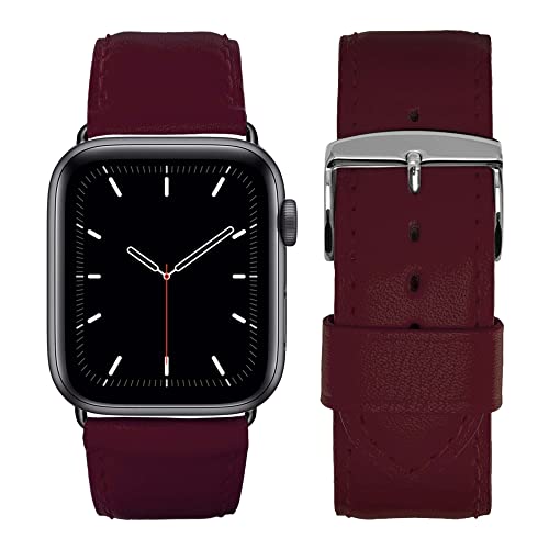 Eternel - Für Apple Watch-kompatibles Uhrenarmband Holi Bordeauxrot 38/40/41 mm - Adapter Space Grey - Vachetteleder-Armband in Frankreich von Hand gefertigt - Für jede Apple Watch von Eternel