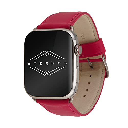 Eternel – Holi Armband strahlend – Kompatibel mit allen Apple Watch Modellen – 41/42mm – Handgefertigt in Frankreich – Pflanzlich gegerbtes Leder – Fuchsia – Adapter in acier inoxydable von Eternel