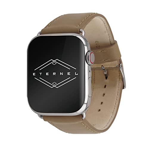 Eternel - Für Apple Watch-kompatibles Uhrenarmband Holi Taupe 38/40/41 mm - Adapter Edelstahl silber - Vachetteleder-Armband in Frankreich von Hand gefertigt - Für jede Apple Watch von Eternel