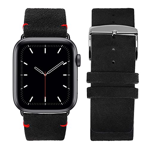 Eternel - Für Apple Watch-kompatibles Uhrenarmband Maverick Schwarz 42/44/45/49 mm - Adapter Space Grey - Vachetteleder-Armband in Frankreich von Hand gefertigt - Für jede Apple Watch von Eternel