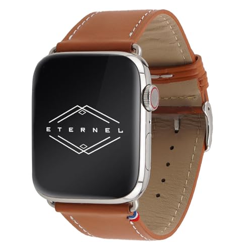 Eternel - Für Apple Watch-kompatibles Uhrenarmband Simple tour Gold 42/44/45/49 mm - Adapter Edelstahl silber - Vachetteleder-Armband in Frankreich von Hand gefertigt - Für jede Apple Watch von Eternel
