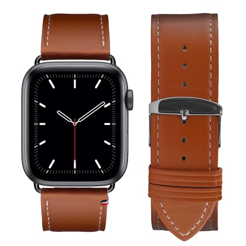 Eternel - Für Apple Watch-kompatibles Uhrenarmband Simple tour Gold 42/44/45/49 mm - Adapter Space Grey - Vachetteleder-Armband in Frankreich von Hand gefertigt - Für jede Apple Watch von Eternel