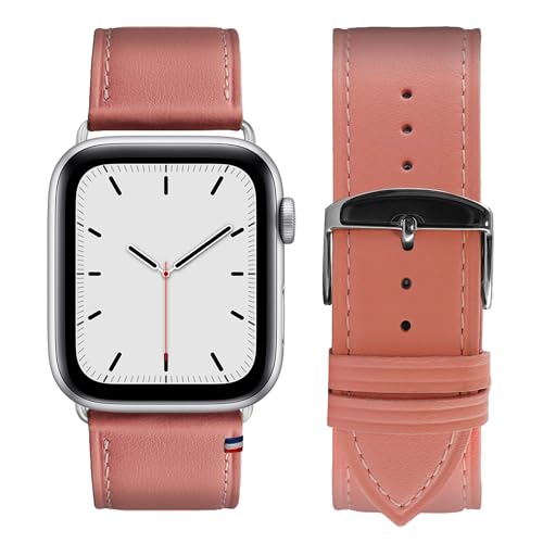 Eternel - Für Apple Watch-kompatibles Uhrenarmband Simple tour Puderrosa 38/40/41 mm - Adapter Aluminium silber - Vachetteleder-Armband in Frankreich von Hand gefertigt - Für jede Apple Watch von Eternel