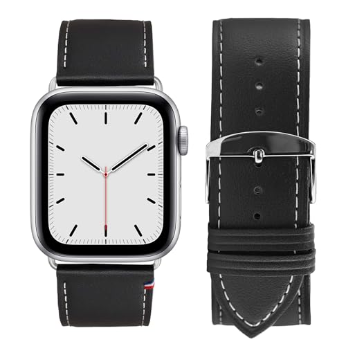 Eternel - Für Apple Watch-kompatibles Uhrenarmband Simple tour Schwarz 38/40/41 mm - Adapter Aluminium silber - Vachetteleder-Armband in Frankreich von Hand gefertigt - Für jede Apple Watch von Eternel