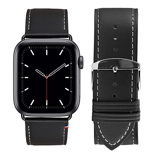 Eternel - Für Apple Watch-kompatibles Uhrenarmband Simple tour Schwarz 42/44/45/49 mm - Adapter Space Grey - Vachetteleder-Armband in Frankreich von Hand gefertigt - Für jede Apple Watch von Eternel