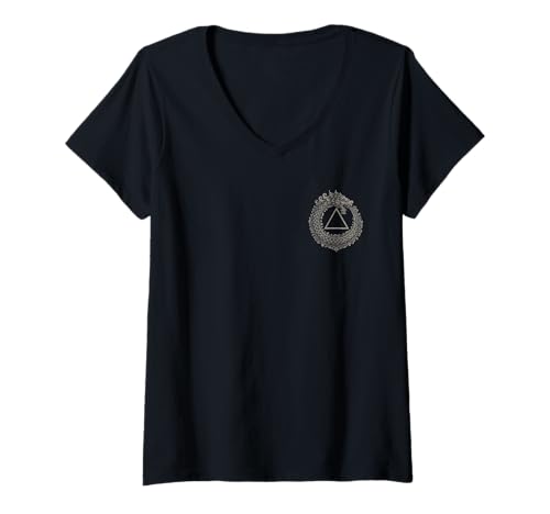 Damen Ouroboros Legendäre Schlange Schlange Geometrie Infinity Grafik T-Shirt mit V-Ausschnitt Damen Ouroboros Legendäre Schlange Schlange Geometrie Infinity Grafik T-Shirt mit V-Ausschnitt von Eternity Shop