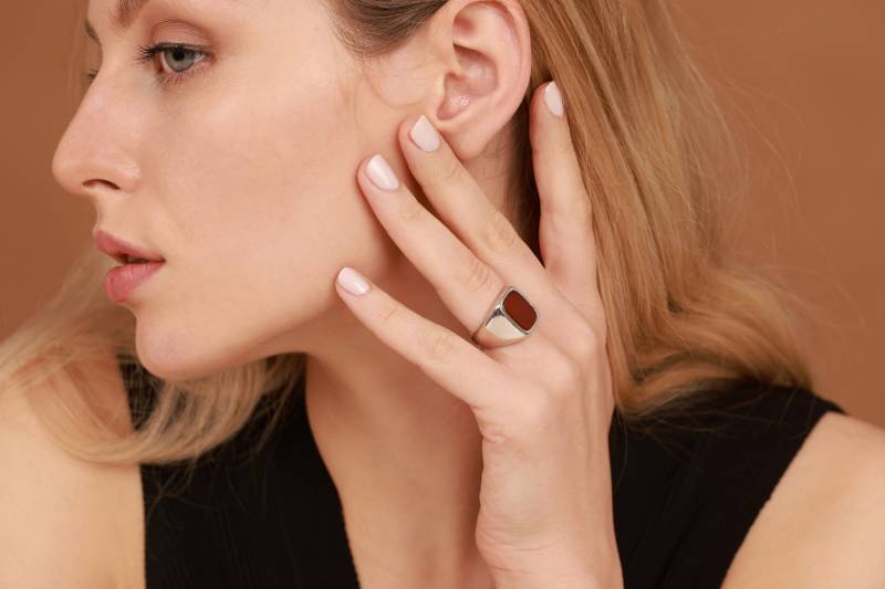 Breiter Bandring Mit Flachem Edelstein, Vintage Solitärring Für Jubiläumsgeschenk, Siegelring Geburtstagsgeschenk Breiter Bandring Mit Flachem Edelstein, Vintage Solitärring Für Jubiläumsgeschenk, Siegelring Geburtstagsgeschenk von EternityPieces