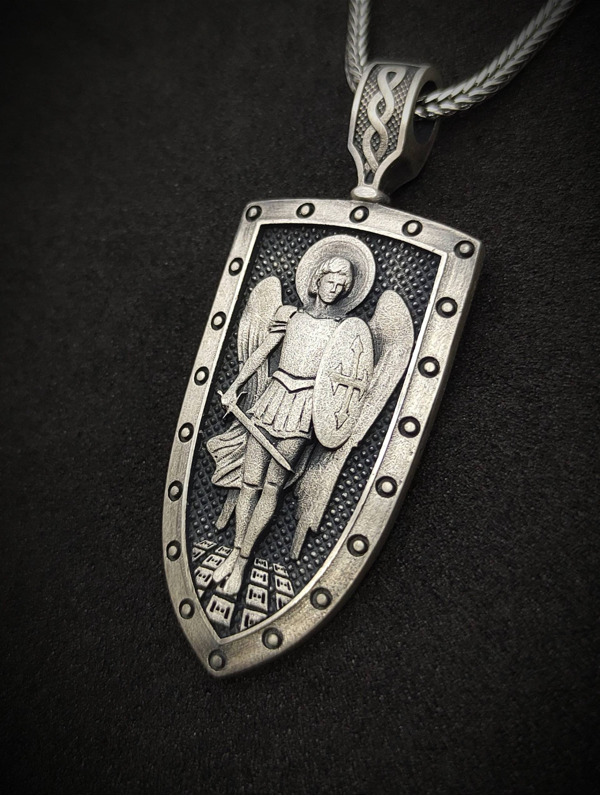 st. Michael Erzengel Silber Anhänger, Halskette, Religiöses Geschenk, Geschenk Für Männer von EternitySilverDesign