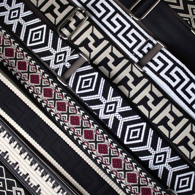 Schwarz Gemusterter Riemen Für Taschen Mit Silberner Hardware Leder Taschengurt Frauen Kamera Stofftaschengurt Verstellbar Schultergurt von EternoBags