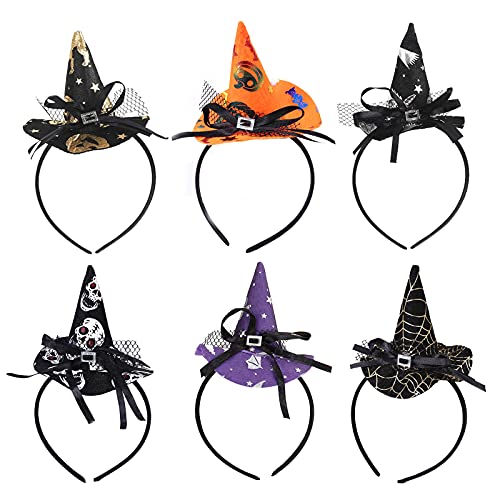 6 Stücke Hexenhut Haarreif, Halloween Stirnbänder, Spinnenschädel Stern Kopfschmuck, Kinder Damen Kopfbedeckung, für Halloween Dekoration von Eterspr