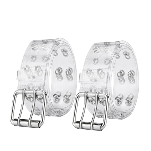 Eterspr 2 Stück Transparenter PVC-Gürtel, Damenmode Transparenter Gürtel, für Damen, Teenager, Jeansgürtel von Eterspr