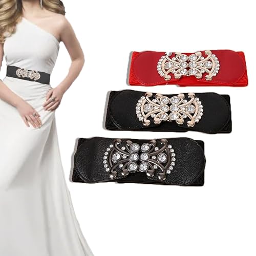 Eterspr 3 Stücke Frauen Elastische Taille Gürtel, Breiter Gürtel, Kleid Taillengürtel, für Den Täglichen Freizeit-, Business und Mode Dressing von Eterspr