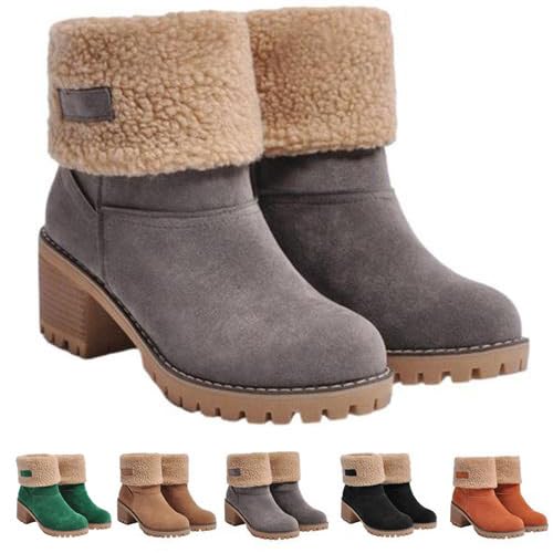 Eteslot Libiyi-Stiefel, Dotmalls-Stiefel, Dotmalls-Senioren-Winterstiefel mit klobigem Absatz, Libiyi-Damenschneestiefel mit klobigem Absatz und runder Zehenpartie von Eteslot