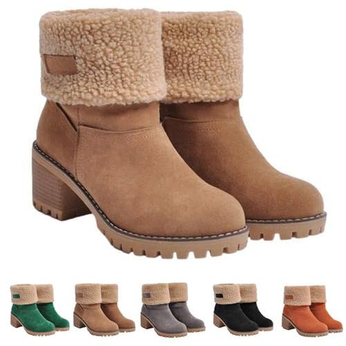 Eteslot Libiyi-Stiefel, Dotmalls-Stiefel, Dotmalls-Senioren-Winterstiefel mit klobigem Absatz, Libiyi-Damenschneestiefel mit klobigem Absatz und runder Zehenpartie von Eteslot