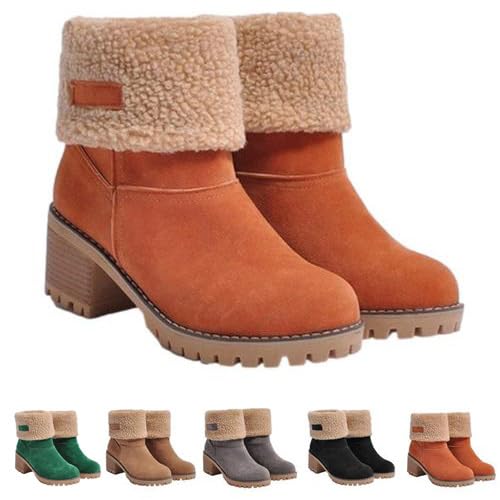 Eteslot Libiyi-Stiefel, Dotmalls-Stiefel, Dotmalls-Senioren-Winterstiefel mit klobigem Absatz, Libiyi-Damenschneestiefel mit klobigem Absatz und runder Zehenpartie von Eteslot