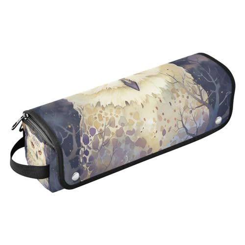 2-in-1-Haar-Werkzeug-Organizer mit Eisenmatte, wasserdicht, flacher Lockenstab, Reise-Organizer für Lockenstab Glätteisen, flacher Haartrockner, Cartoon, niedlich, weiße Schnee-Eule, tragbares von EtherSpher