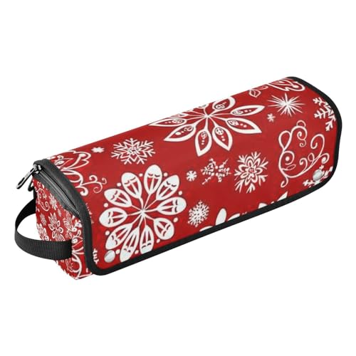 2-in-1-Haar-Werkzeug-Organizer mit hitzebeständiger Matte, abnehmbarer Haarstyling-Zubehör-Organizer für Lockenstab Glätteisen, flacher Haartrockner, Weihnachtsmotiv, rote Schneeflocke, Reisekoffer von EtherSpher