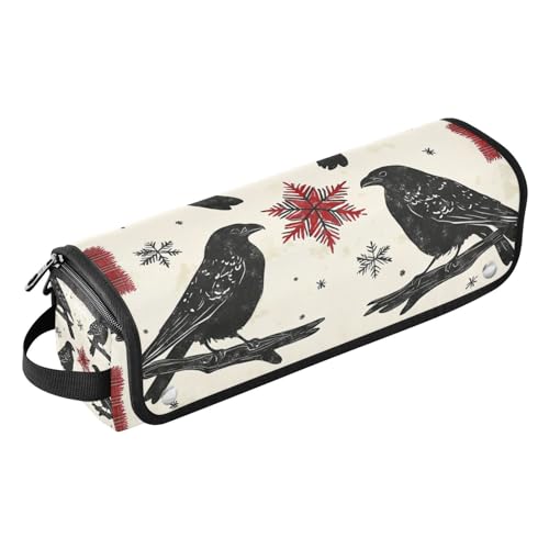 2-in-1-Haar-Werkzeug-Organizer und hitzebeständige Matte mit Reißverschluss, Aufbewahrungstasche für Glätteisen, Glätteisen, Lockenstäbe, schwarze Weihnachts-Reisetasche, Black Christmas Black Crow 2-in-1-Haar-Werkzeug-Organizer und hitzebeständige Matte mit Reißverschluss, Aufbewahrungstasche für Glätteisen, Glätteisen, Lockenstäbe, schwarze Weihnachts-Reisetasche, Black Christmas Black Crow von EtherSpher