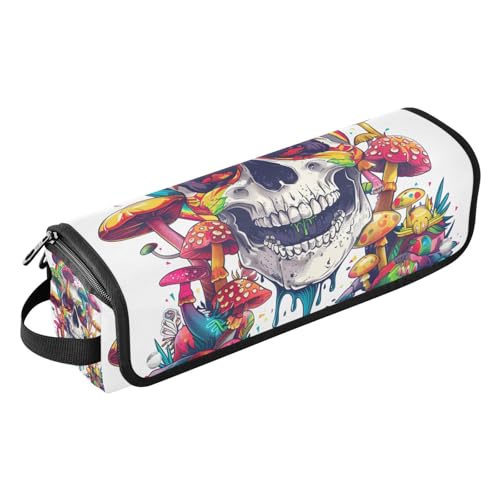 2-in-1-Haar-Werkzeug-Organizer und hitzebeständige Matte mit Reißverschluss, staubdicht, Reise-Glätteisen, Lockenstäbe, Happy Skull Rainbow Mushroom World Travel, Happy Skull Rainbow Mushroom World, 1 von EtherSpher