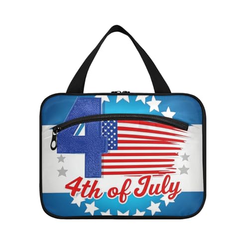 4. Juli Unabhängigkeitstag, rote amerikanische Flagge, hängende Kosmetiktasche mit Haken, multifunktionale wasserdichte Kosmetiktasche für Reiseutensilien, Badezimmer-Organizer de Maquillaje, 4. Juli von EtherSpher