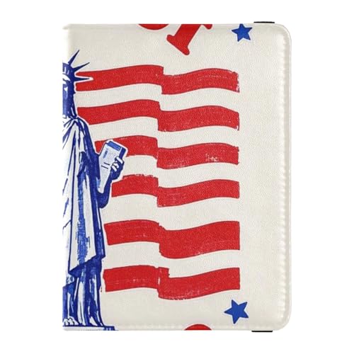 4. Juli Unabhängigkeitstag Land of Free Blue Liberty Leder Reisepasshülle für Reisen Impfpass Hülle Combo Reisepass Brieftasche mit Impfkartenfach für Frauen, 4. Juli Unabhängigkeitstag Land der von EtherSpher