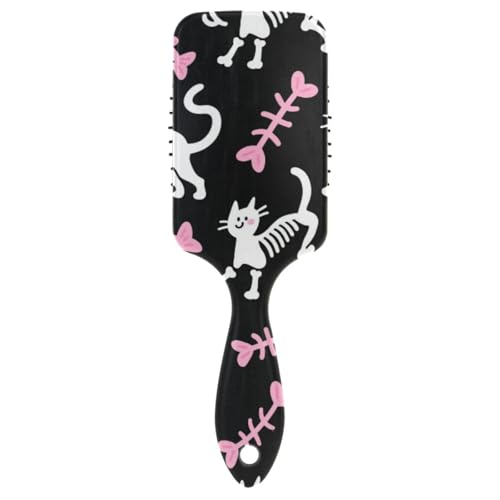 Antistatische Bürste für Herren, Cartoon-Skelett-Katzen, Kopfhaut-Massagegerät für feines Haar, mit ergonomischem Griff, Cepillo para cabello de mujer von EtherSpher