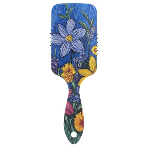 Antistatische Haarbürste für Herren, Retro-Blumen mit blauem Ölgemälde, Massagebürste für lockiges Haar mit ergonomischem Griff, Cepillo para definir rizos Antistatische Haarbürste für Herren, Retro-Blumen mit blauem Ölgemälde, Massagebürste für lockiges Haar mit ergonomischem Griff, Cepillo para definir rizos von EtherSpher