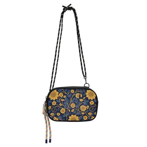 Art Floral Ethno Gold Blau Anti-Diebstahl Crossbody Tasche Damen Mode mit Kreditkartenfächern Handtaschen Have a meal von EtherSpher
