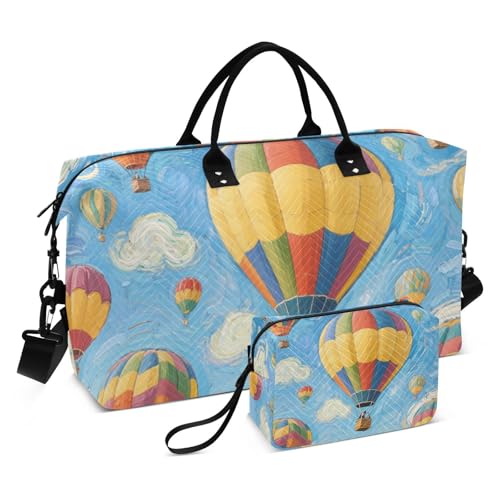 Art Painting Blauer Heißluftballon Dekorative Wochenendtasche Sport Turnbeutel mit verstellbarem Riemen für Yoga Wasserdicht Bolso de para Hombre von EtherSpher