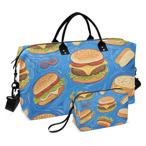 Art Painting Blue Food Burger Dekorativ Groß Handgepäck Flughafen Tasche Turnbeutel mit verstellbarem Riemen für Reise Multifunktional Bolso de para Mujer von EtherSpher