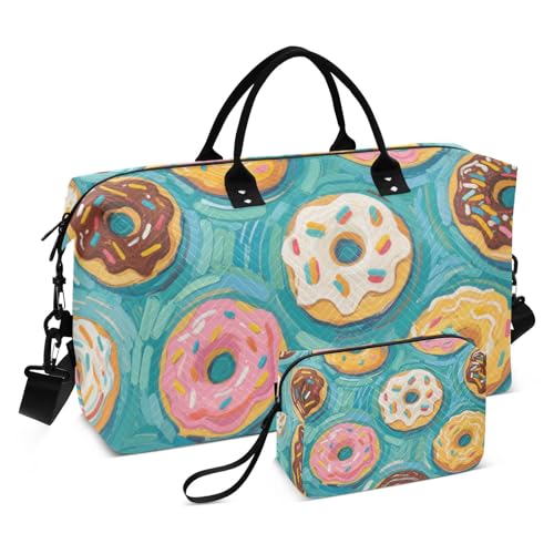 Art Painting Grünes Donutbrot Dekorative Wochenendtasche Übernachtungstasche Große Turnbeutel mit Kulturbeutel für Yoga Wasserdicht Bolsa para en Avion von EtherSpher