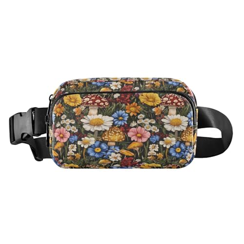 Beauty Meadow Modische Bauchtasche für Damen und Herren, große Kapazität, Crossbody-Tasche, Diebstahlschutz, Hüfttasche mit verstellbarem Gurt, für Reisen, Fitnessstudio, Arbeit, Beauty Meadow Pilz, von EtherSpher