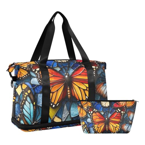 Beauty Owl Circus Style Butterfly Large Travel Duffel Luggage Large Carry On Airport Bag with Adjustable Strap for Trekking 2 Pcs Set, Schöne Eule, Zirkus-Stil, Schmetterling, 1 size Beauty Owl Circus Style Butterfly Large Travel Duffel Luggage Large Carry On Airport Bag with Adjustable Strap for Trekking 2 Pcs Set, Schöne Eule, Zirkus-Stil, Schmetterling, 1 size von EtherSpher