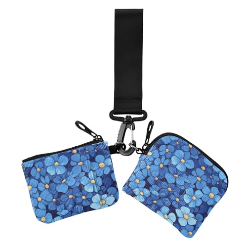 Beauty Spring Blue Flowers Damen Kartenetuis Kleingeldhalter Mini Mode Kleingeld Geldbörse Schlüsselhalter mit Schlüsselanhänger für den täglichen Gebrauch, 2 Packungen, Beauty Spring Blaue Blumen, 1 von EtherSpher
