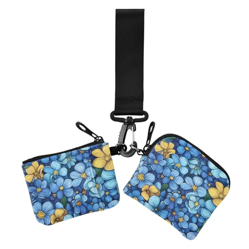 Beauty Spring Blue Flowers Damen Münzgeldbörsen Kartenetuis klein abnehmbare Kartenhalter mit Reißverschluss Münzfach für Frauen 2 Stück, Beauty Spring Blaue Blumen, 1 size, Casual von EtherSpher