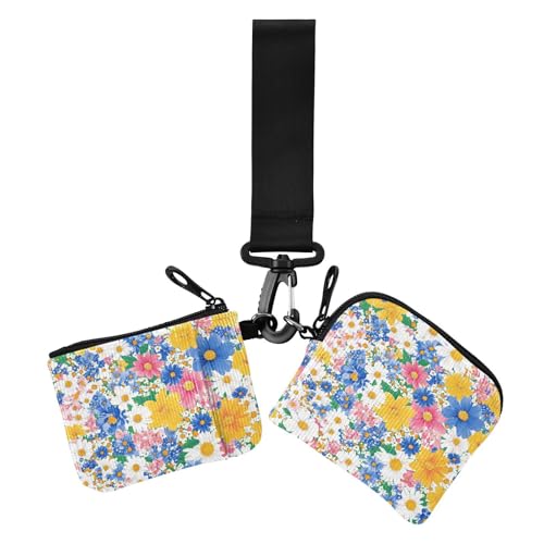 Beauty Spring Bunte Blume Damen Kartenetuis Kleingeldhalter Schlanke abnehmbare Münzbörse Geldbörse Tasche mit Reißverschluss Münzfach für den täglichen Gebrauch 2 Stück, Schönheit, Frühling, bunte von EtherSpher