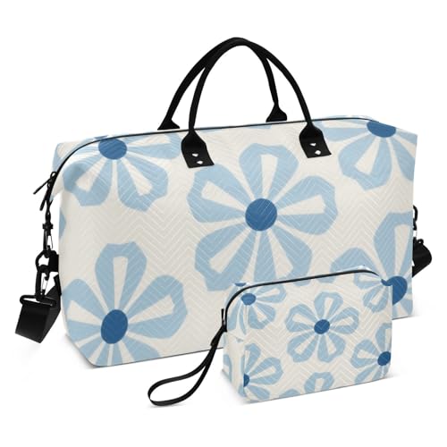 Blaue einfache florale dekorative große Reisetasche mit verstellbarem Riemen für Trekking, wasserdicht, Bolso Para Blaue einfache florale dekorative große Reisetasche mit verstellbarem Riemen für Trekking, wasserdicht, Bolso Para von EtherSpher