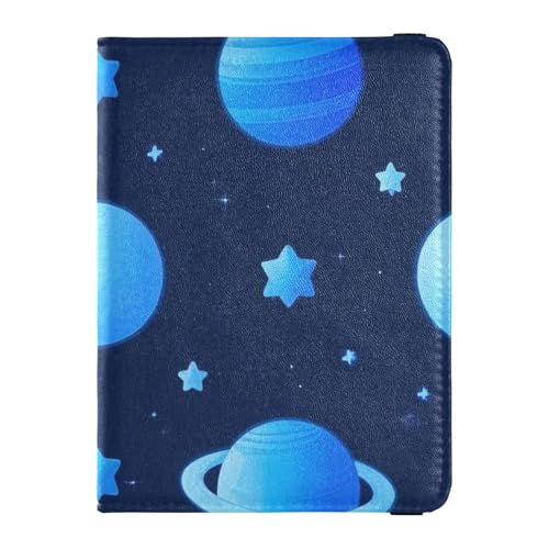 Blue Cosmic Planet Reisepasshülle aus Leder für Reisen, Damen, Reisepasshülle, Reisedokumente, Geldbörse für Herren, leicht, Blauer kosmischer Planet, 1 size von EtherSpher