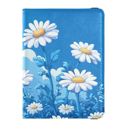Blue Daisy Hello Sunshine Bloom Spring Reisepasshülle Leder Wasserdicht Reisepasshülle Reisepasshülle Kartenhalter Reisepasshülle Damen Ultra Dünn Blue Daisy Hello, Blue Daisy Hello Sunshine Bloom von EtherSpher