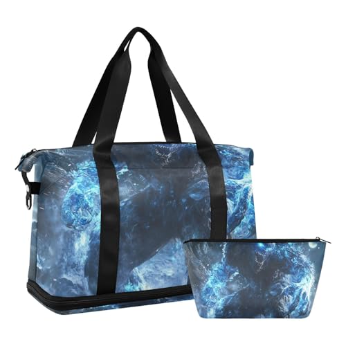 Blue Flash Tech Ape Warrior Gym Duffel Bag Carry On Persönliche Gegenstände Tasche mit Kulturbeutel für Sport Wasserdicht, Blue Flash Tech Ape Warrior, 1 size von EtherSpher