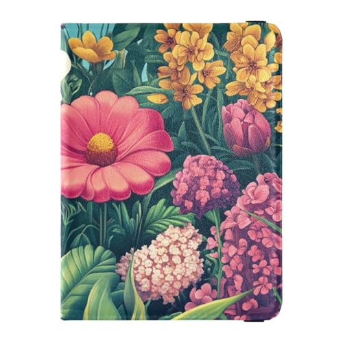 Blume Blumen Gras Frühlingsleder niedlich Pass Fall für Reisen Dokument Veranstalter Schutz Pass Fall Reisedokument Brieftasche für Männer leicht, Blühende Blumen Unkraut Frühling, 1 Größe, Blühende von EtherSpher