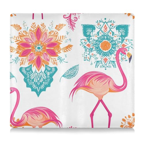 Bohemian Tribal Pink Flamingos with Black Feathers Premium Leather Toursuit Car Registration and Insurance Card Holder Vehicle Glove Box Organizer for Cards, Essential Document Driver License von EtherSpher