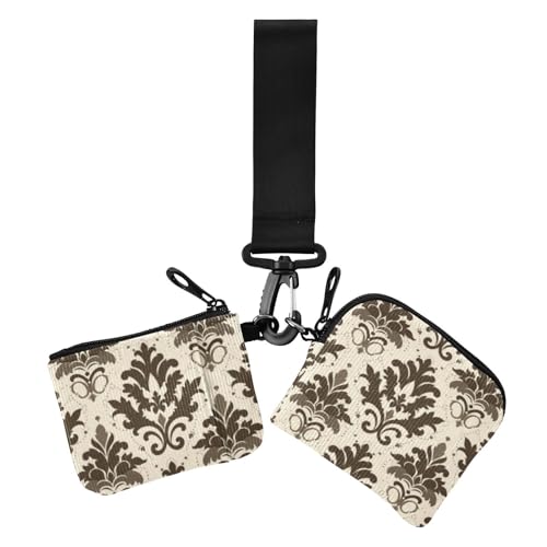 Boho Brown Pattern Damen Kartenetuis Kleingeldhalter Niedliche Mode Münzbörse Geldbörse Tasche mit Reißverschluss Münzfach für Frauen 2 Packungen, Boho-braunes Muster, 1 size, Casual von EtherSpher