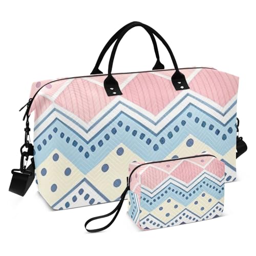 Boho Retro Blau und Weiß Streifen Dekorative Seesäcke Große Turnbeutel mit verstellbarem Riemen für Gym Wasserdicht Bulto de para Mujer von EtherSpher