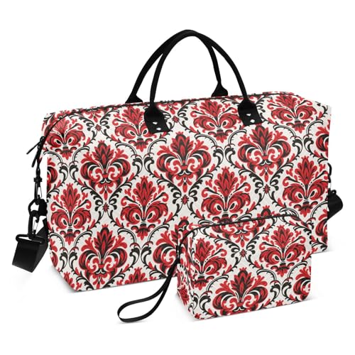 Bolsa Para, Tragetasche mit Kulturbeutel für Trekking, wasserdicht, Barock-/Vintage-Blumen, Rot und Schwarz Bolsa Para, Tragetasche mit Kulturbeutel für Trekking, wasserdicht, Barock-/Vintage-Blumen, Rot und Schwarz von EtherSpher