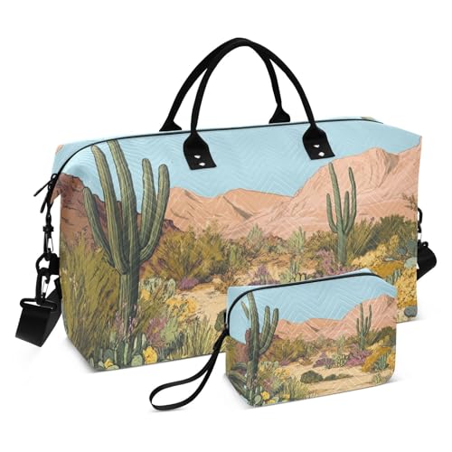 Bolsa Para Mujer Schultertasche, Motiv: Kakteen, Wüstenkunst, himmelgrün, mit verstellbarem Riemen, 2-teiliges Set Bolsa Para Mujer Schultertasche, Motiv: Kakteen, Wüstenkunst, himmelgrün, mit verstellbarem Riemen, 2-teiliges Set von EtherSpher