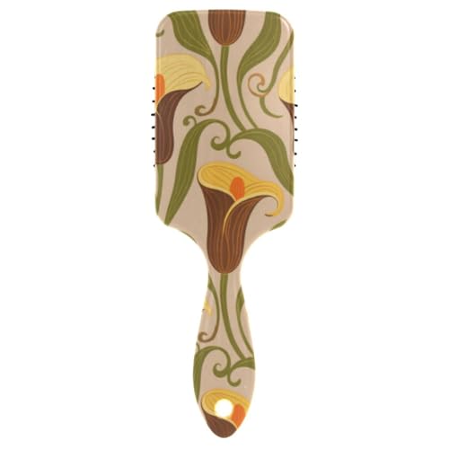 Braune Calla-Lilien-Blumen-Haarbürste für Herren, Nass- und Trockenbürste für Haarwachstum, mit ergonomischem Griff, Cepillo para definir rizos von EtherSpher