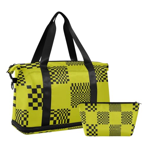 Buffalo Plaid Multi Check Schwarz Gelb Seesack Turnbeutel mit verstellbarem Gurt für Yoga Multifunktional, Buffalo Plaid Multi Check Schwarz Gelb, 1 size von EtherSpher