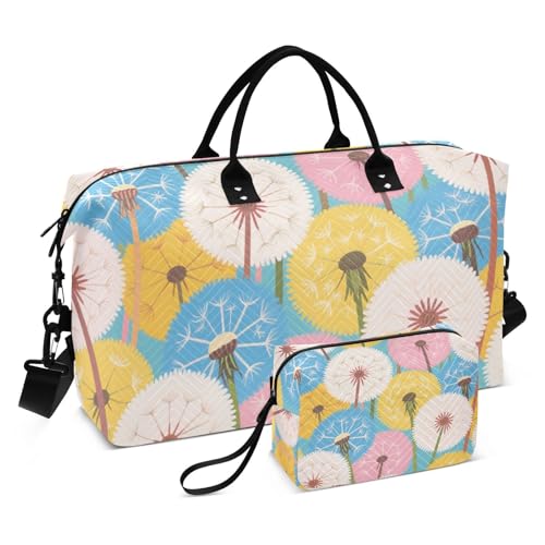 Bunte Cartoon-Pusteblumen-Motive, Turnbeutel mit verstellbarem Riemen für Reisen, 2-teiliges Set von EtherSpher